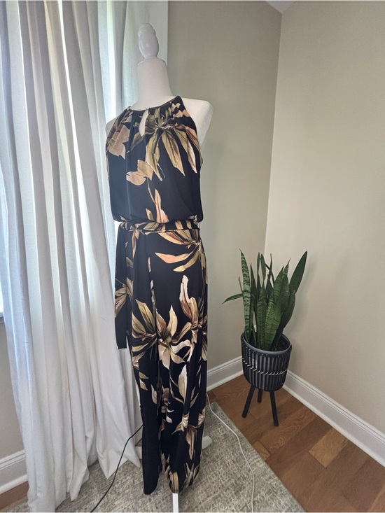 T Tahari Pants - T Tahari Black Floral Halter Jumpsuit
